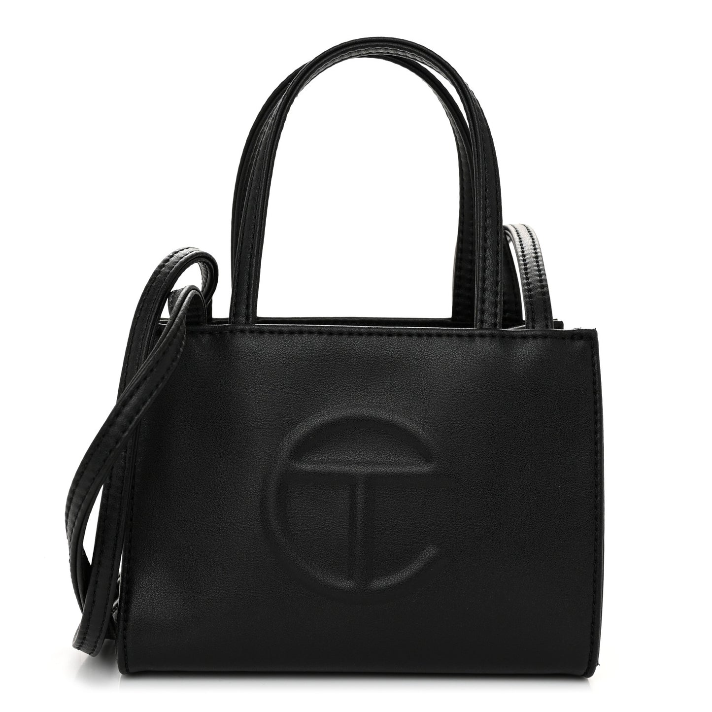 Vegan Leather Small Shopping Bag Black