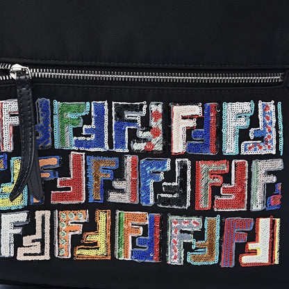 Fendi Nylon Vitello Liberty Sequin Fun Fair Embroidered Backpack Black 11 of 11