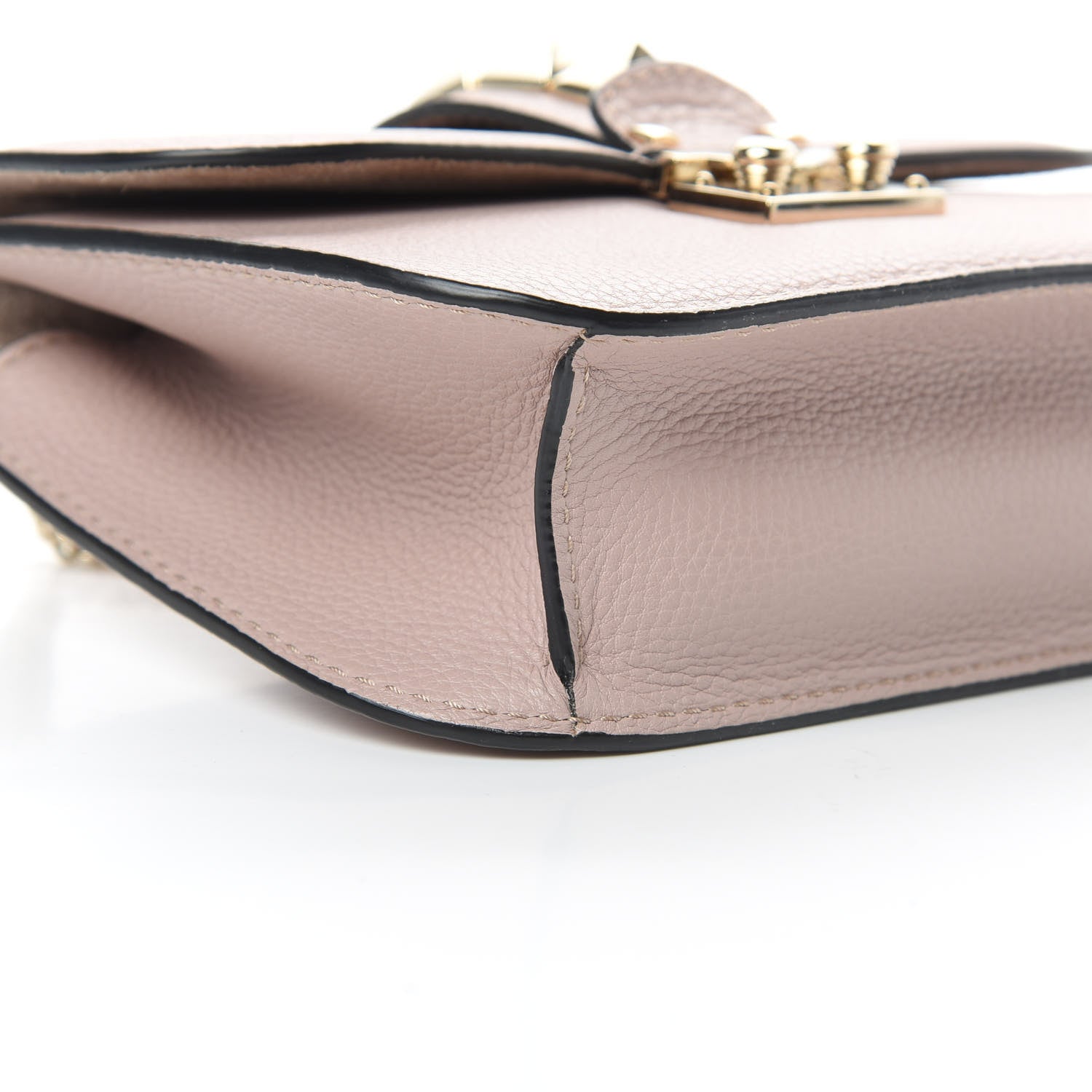 Valentino Garavani Pebbled Calfskin Small Glam Lock Rockstud Flap Poudre 9 of 10
