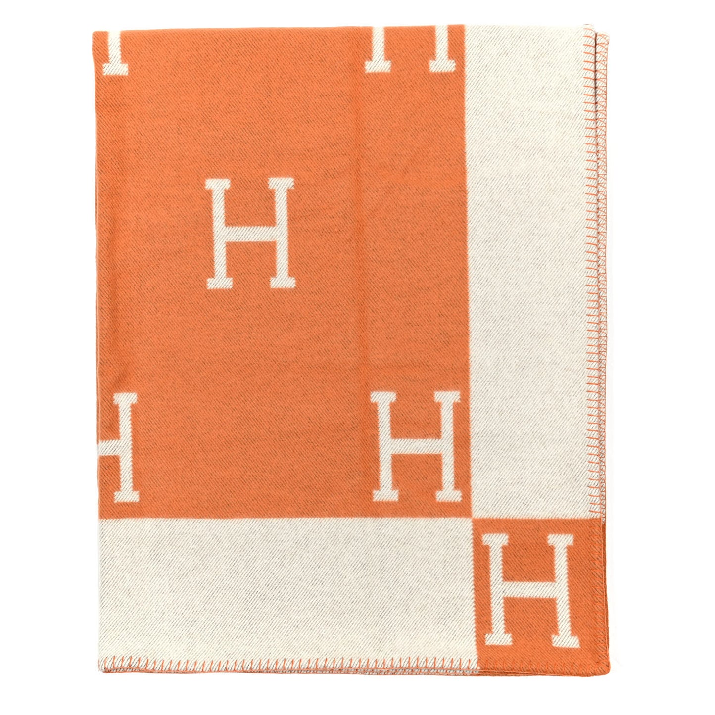 Wool Cashmere Signature Classic Avalon Blanket Ecru Potiron