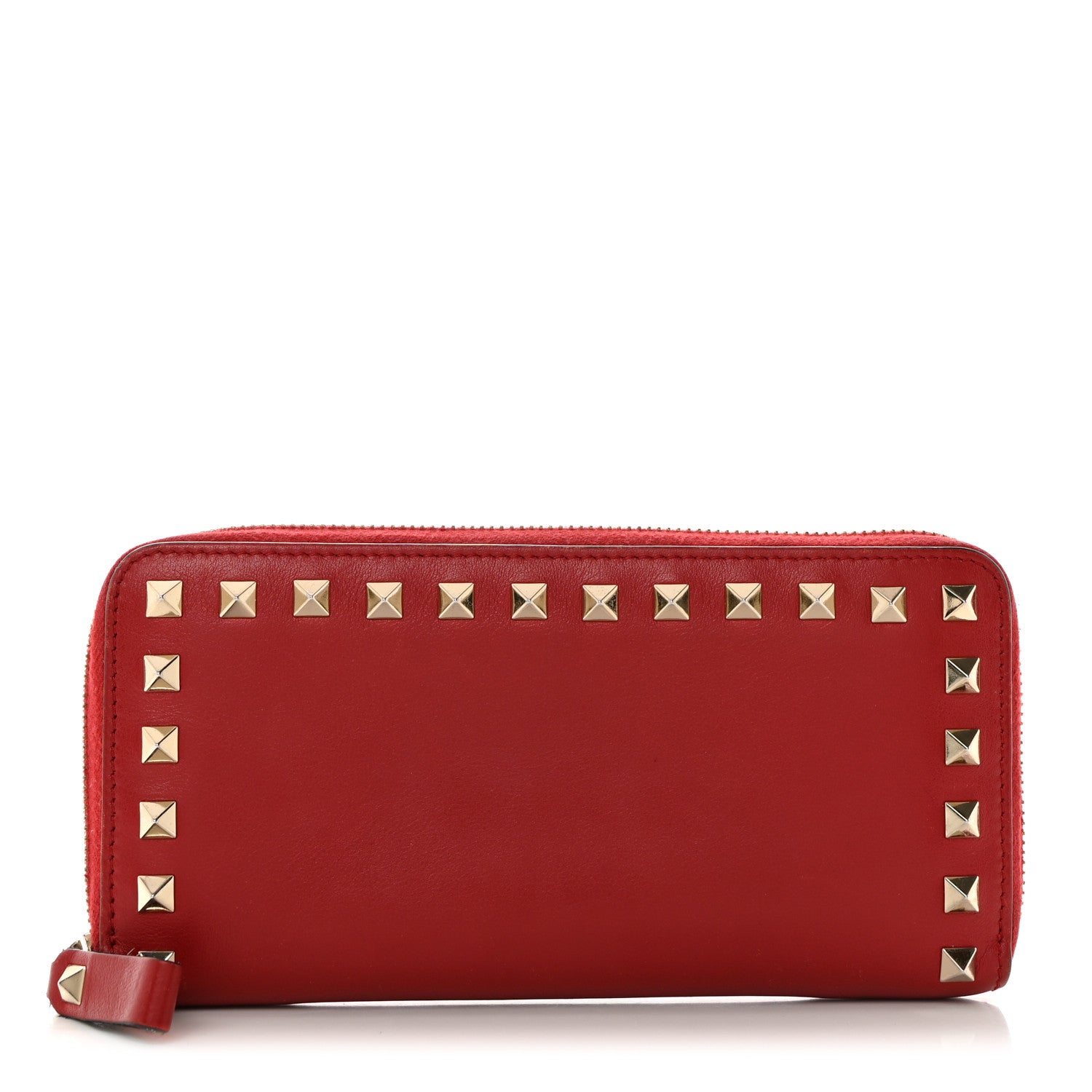 Valentino Garavani Calfskin Rockstud Zip Around Wallet Rosso Valentino 1 of 7