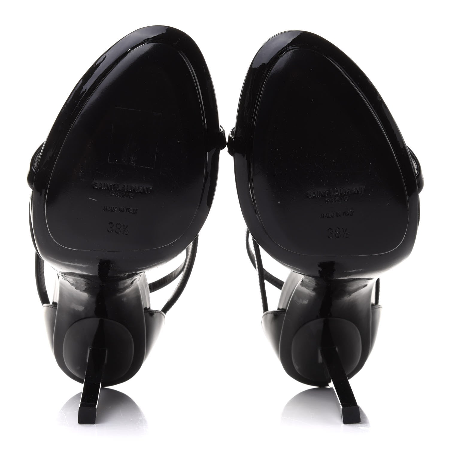 Saint Laurent Patent Cassandra 110 Ankle Strap Sandals 38.5 Black 5 of 8