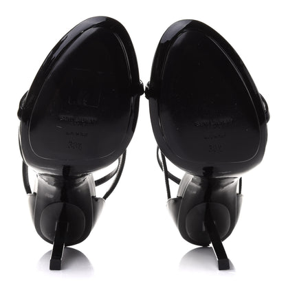 Saint Laurent Patent Cassandra 110 Ankle Strap Sandals 38.5 Black 5 of 8