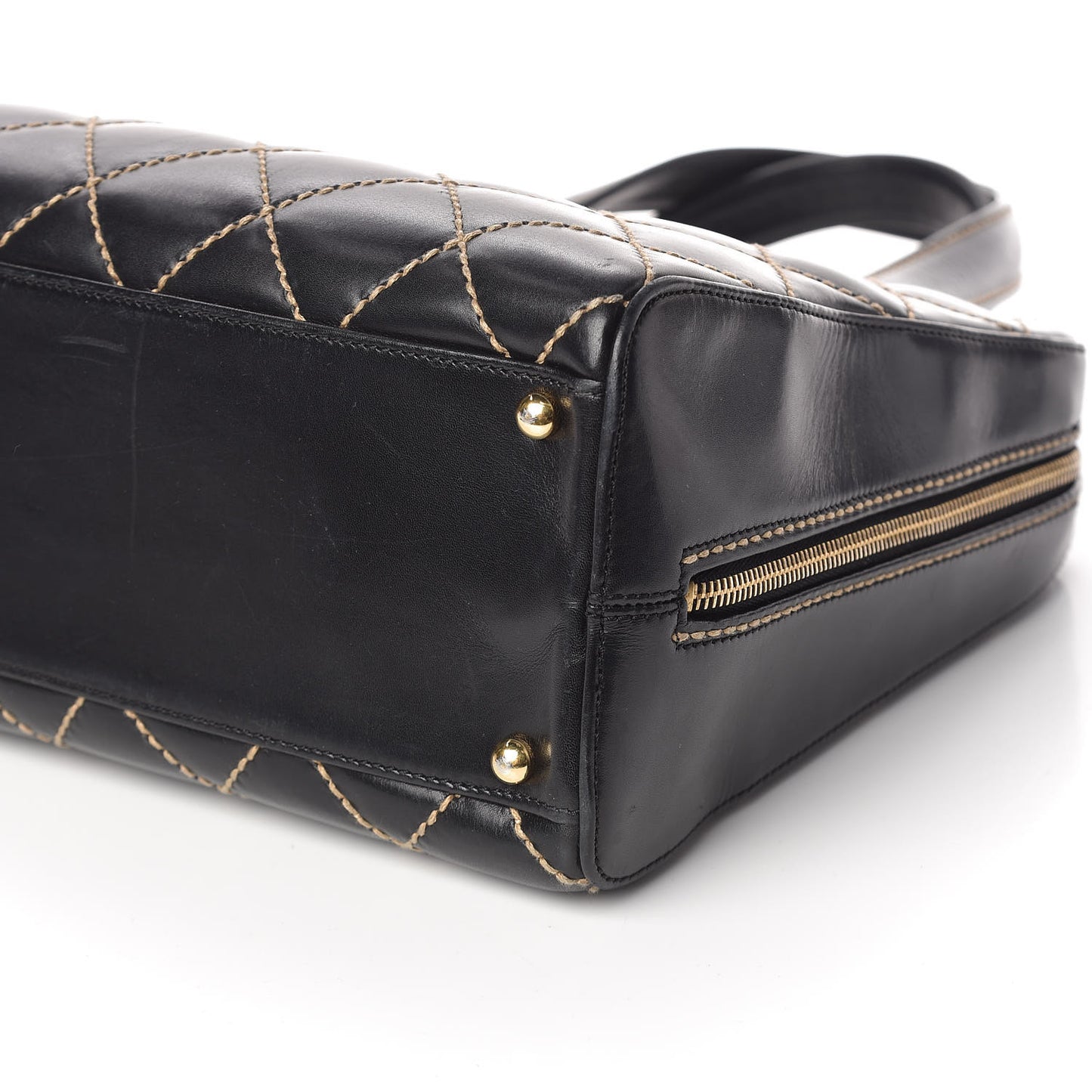 Calfskin Contrast Stitch Surpique Bowler Black