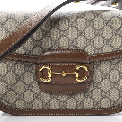 Gucci GG Supreme Monogram Horsebit 1955 Shoulder Bag Beige Brown Sugar 8 of 11