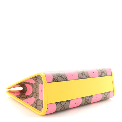 Gucci GG Supreme Monogram Childrens Printed Smile Tote Beige Dark Brown Yellow Pink 4 of 10