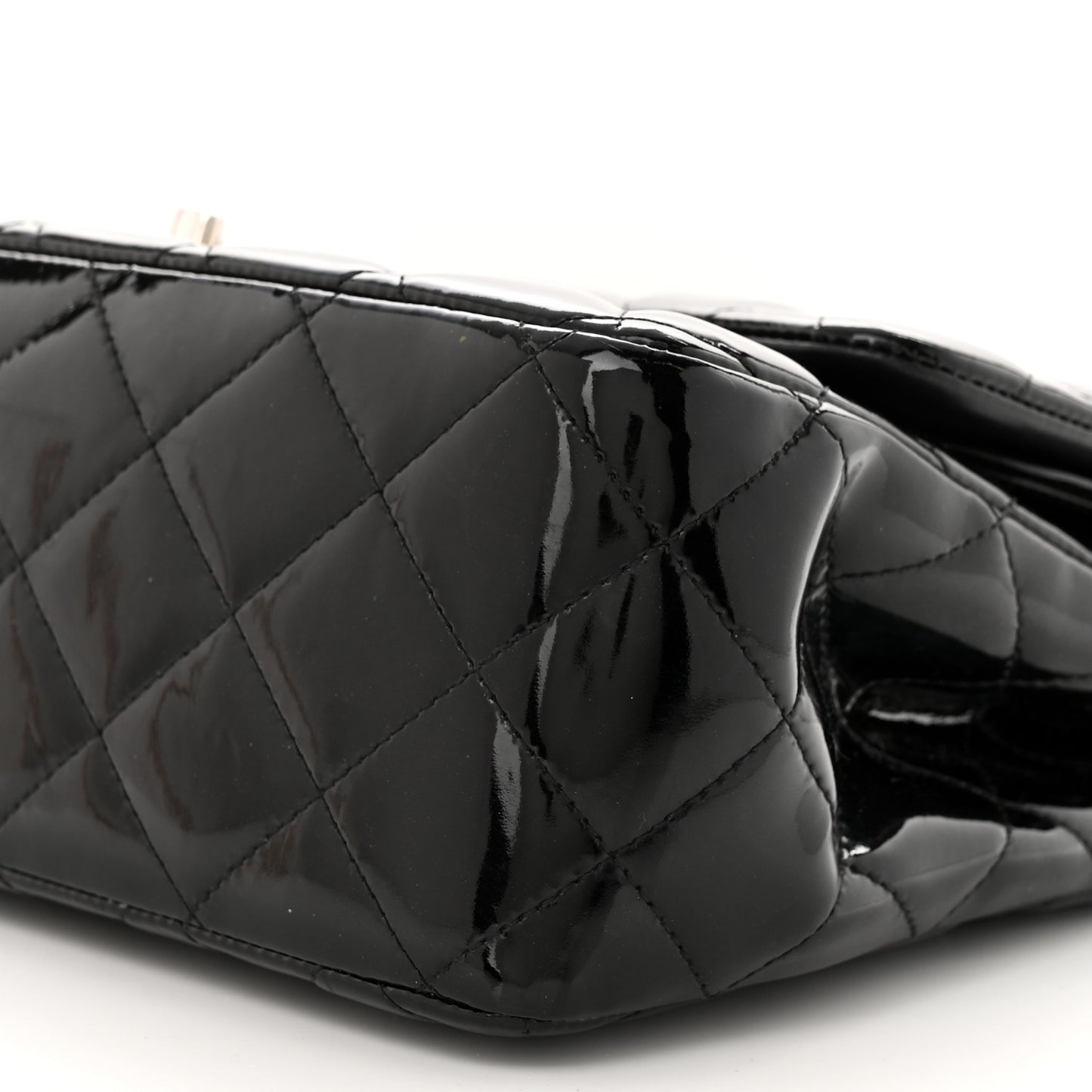 Patent Quilted Jumbo Single Flap Black