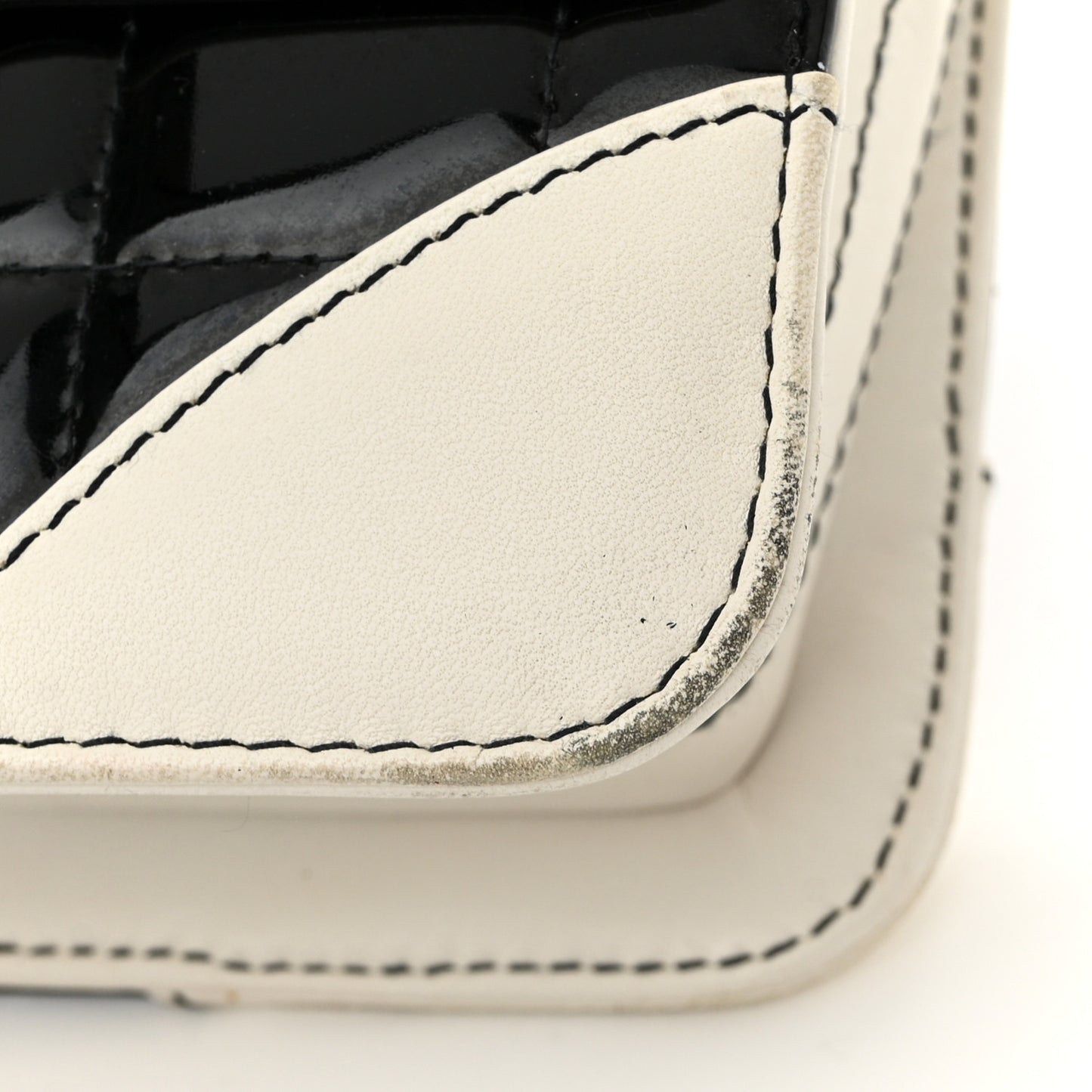 Lambskin Patent Chocolate Bar Flap Black White