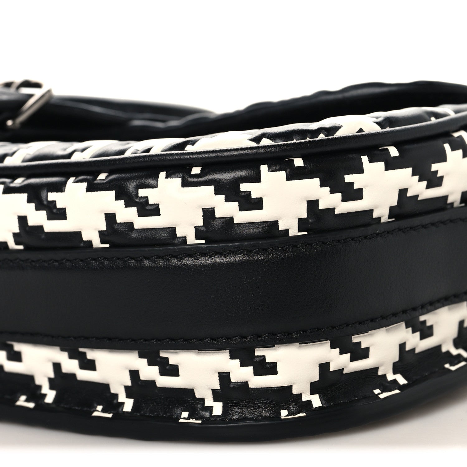 Christian Dior Box Calfskin Houndstooth Quilted East West Bobby Bag Black White 8 of 8