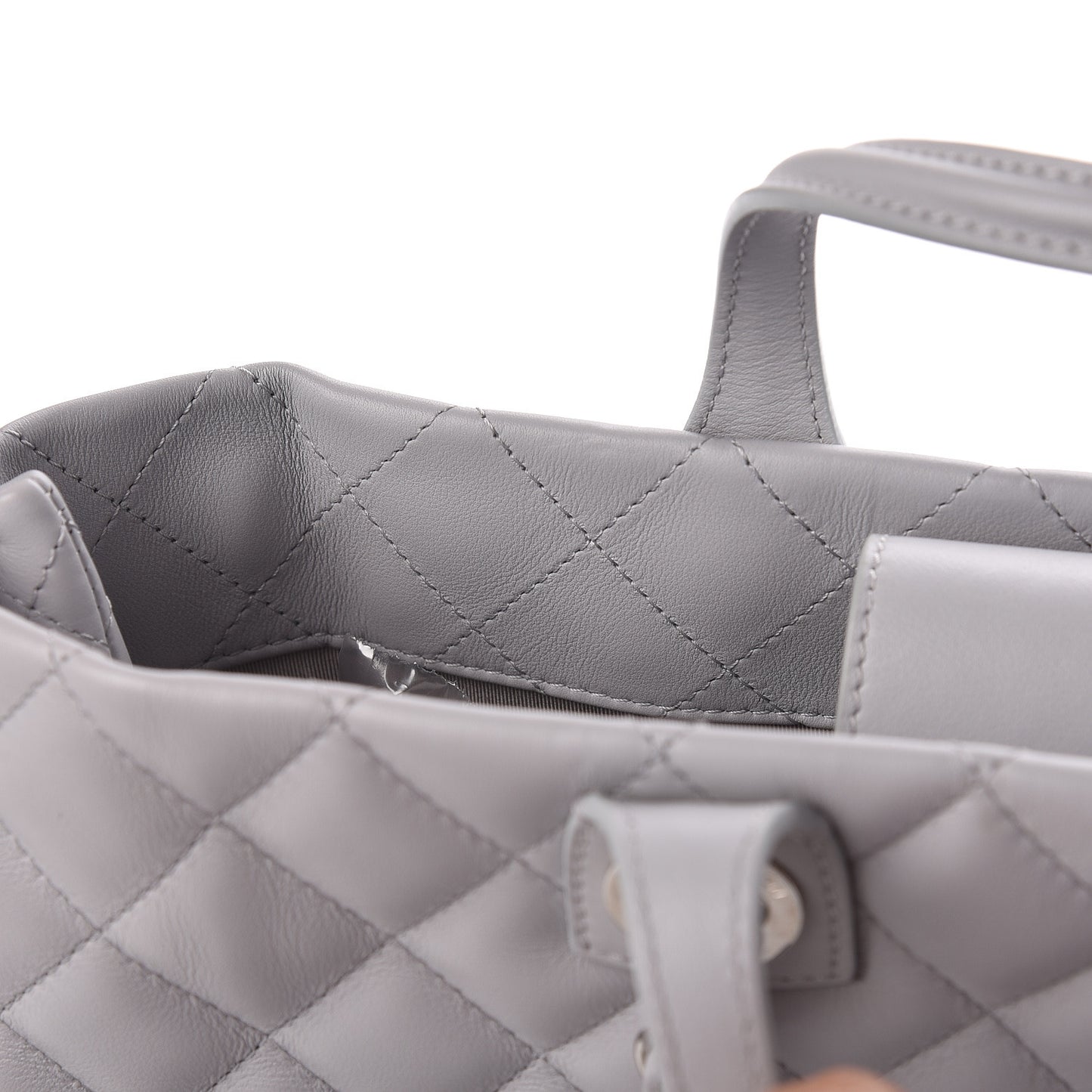 Calfskin Quilted Small Easy Shopping Tote Grey