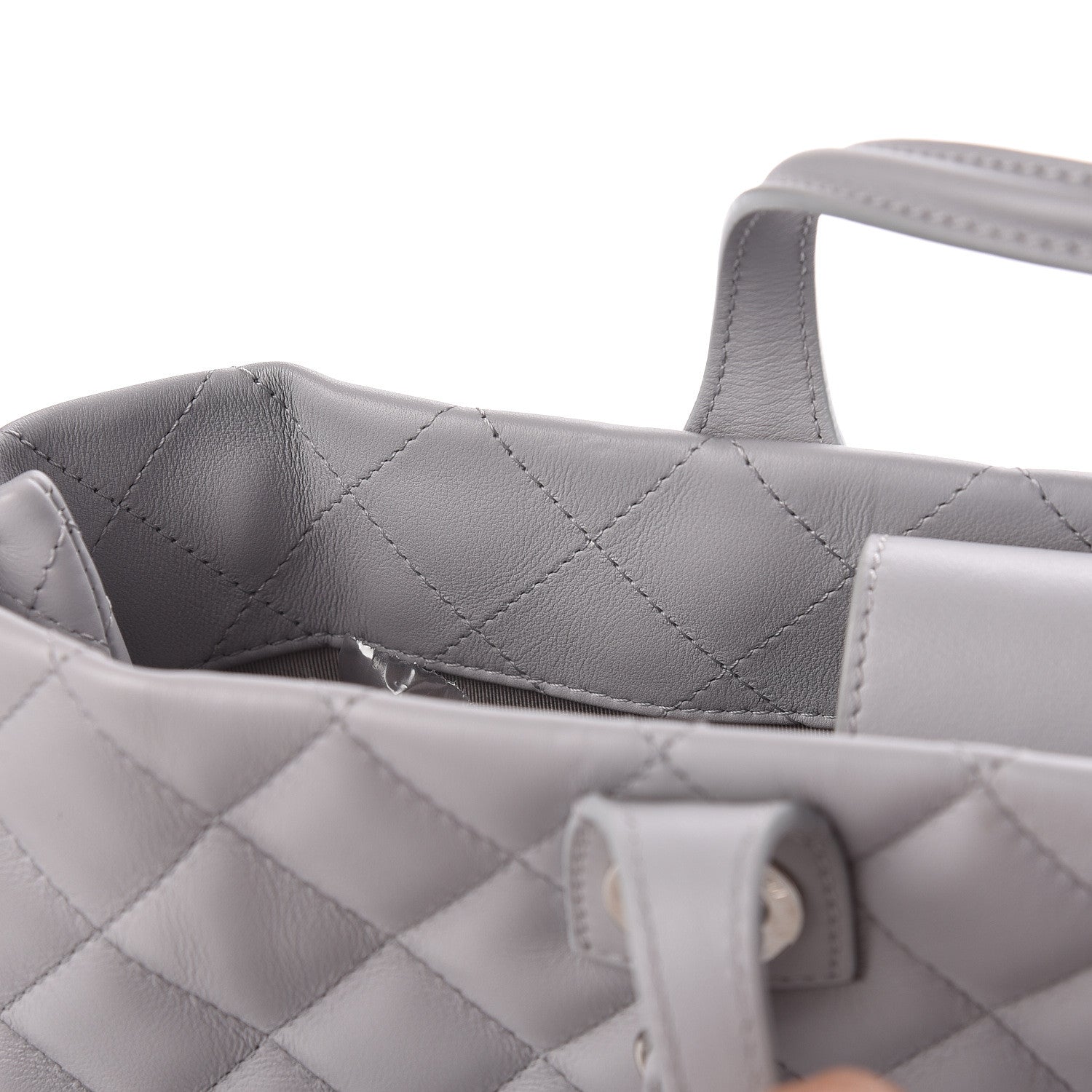 Chanel Calfskin Quilted Small Easy Shopping Tote Grey 12 of 13