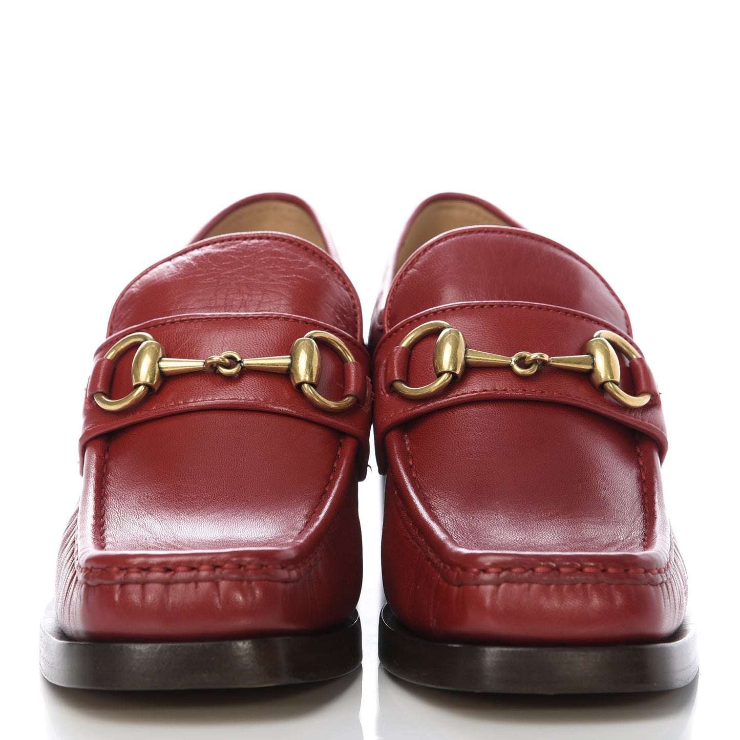 Malaga Kid Horsebit Mid Heel Loafers 35 Red