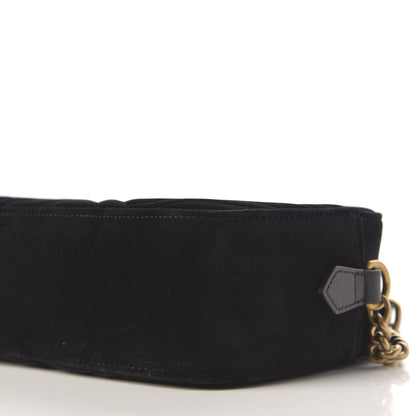 Gucci Velvet Matelasse Small GG Marmont Chain Shoulder Bag Black 7 of 9