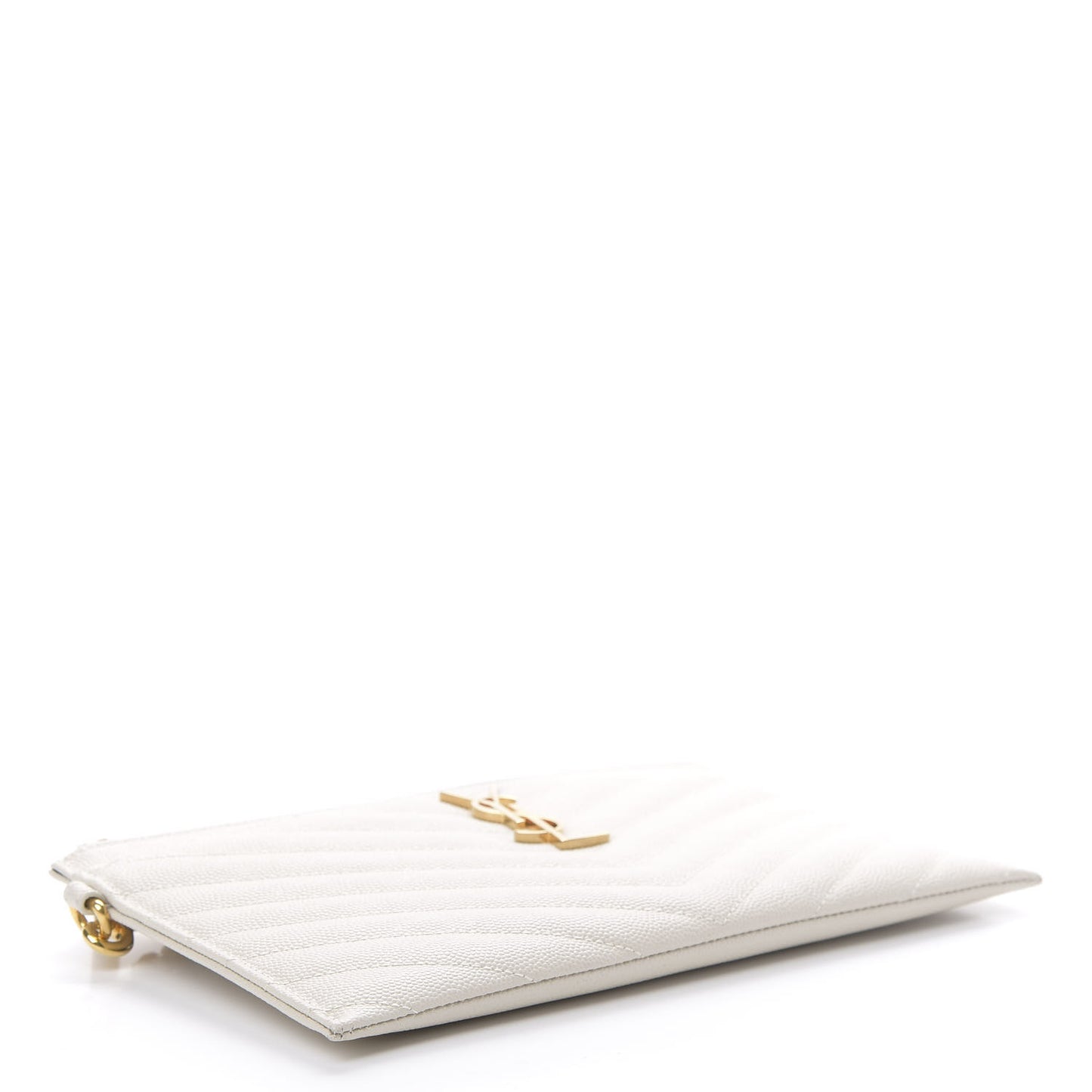 Grain De Poudre Chevron Monogram Large Bill Pouch Blanc Vintage