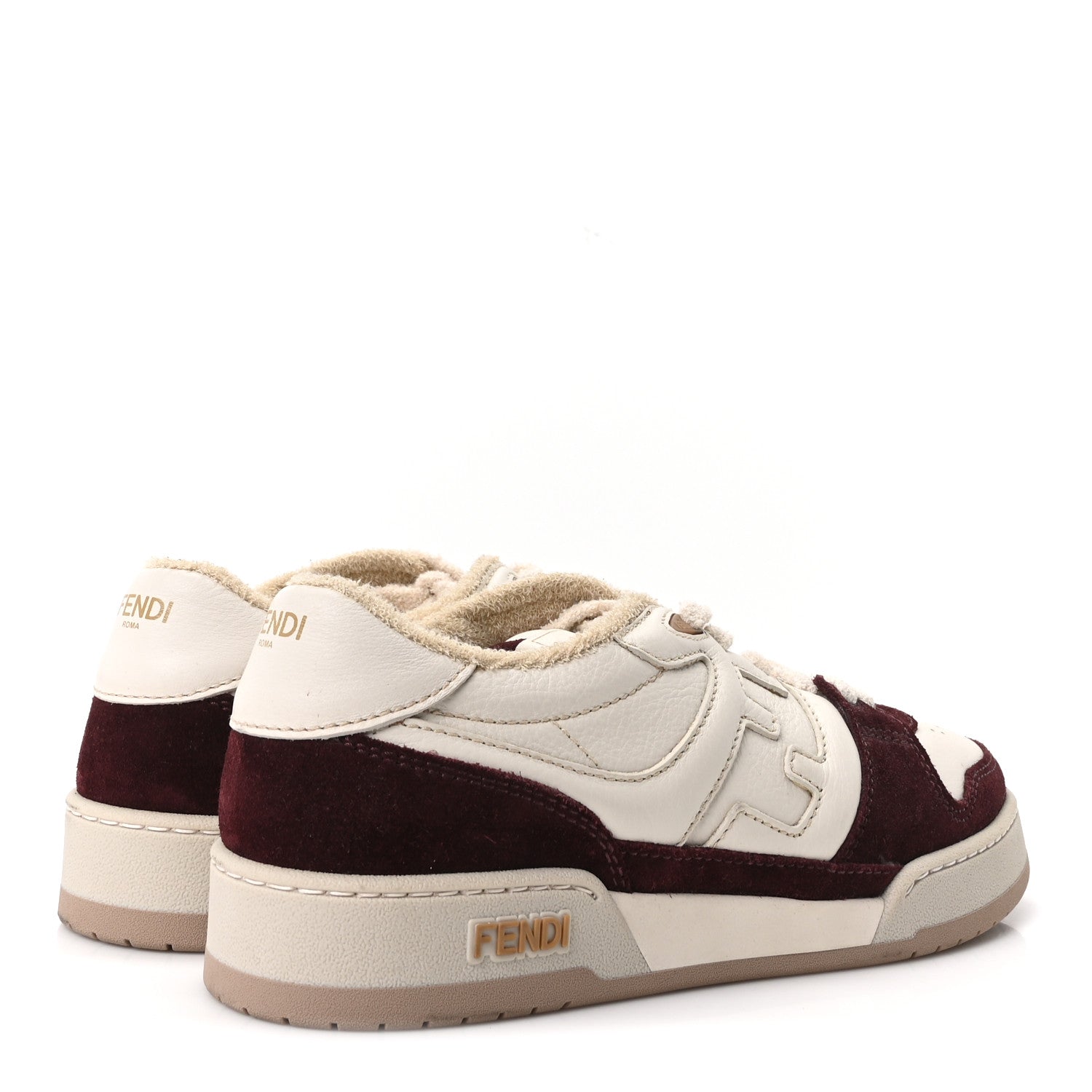 Fendi Grained Calfskin Mens Fendi Match Low Top Sneakers 7 White Burgundy Amber 5 of 8