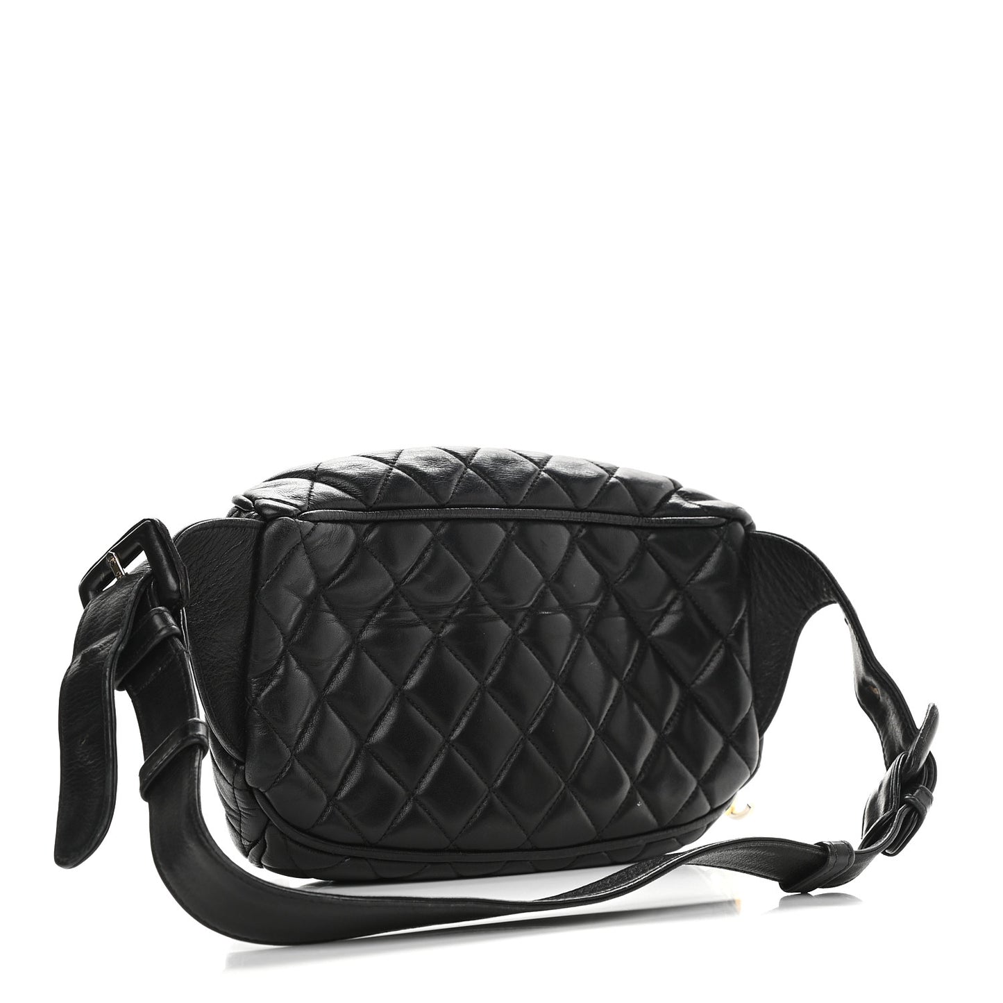 Lambskin Quilted Waist Belt Bag Black