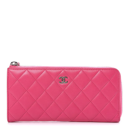 Chanel Lambskin Quilted Zip Around Wallet Fuchsia 1 of 8