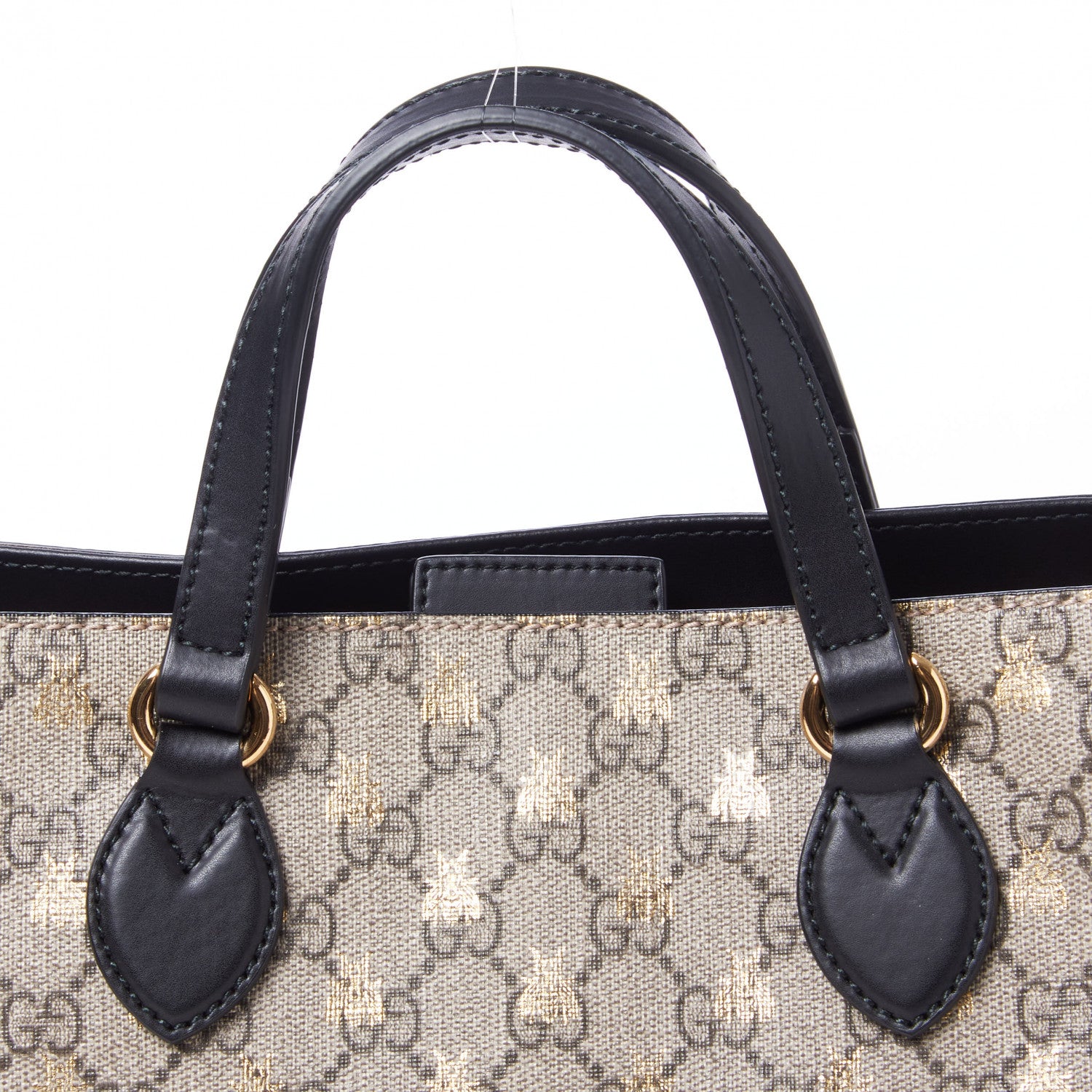Gucci Soft GG Supreme Monogram Bees Small Crossbody Tote Beige Oro Black 5 of 8