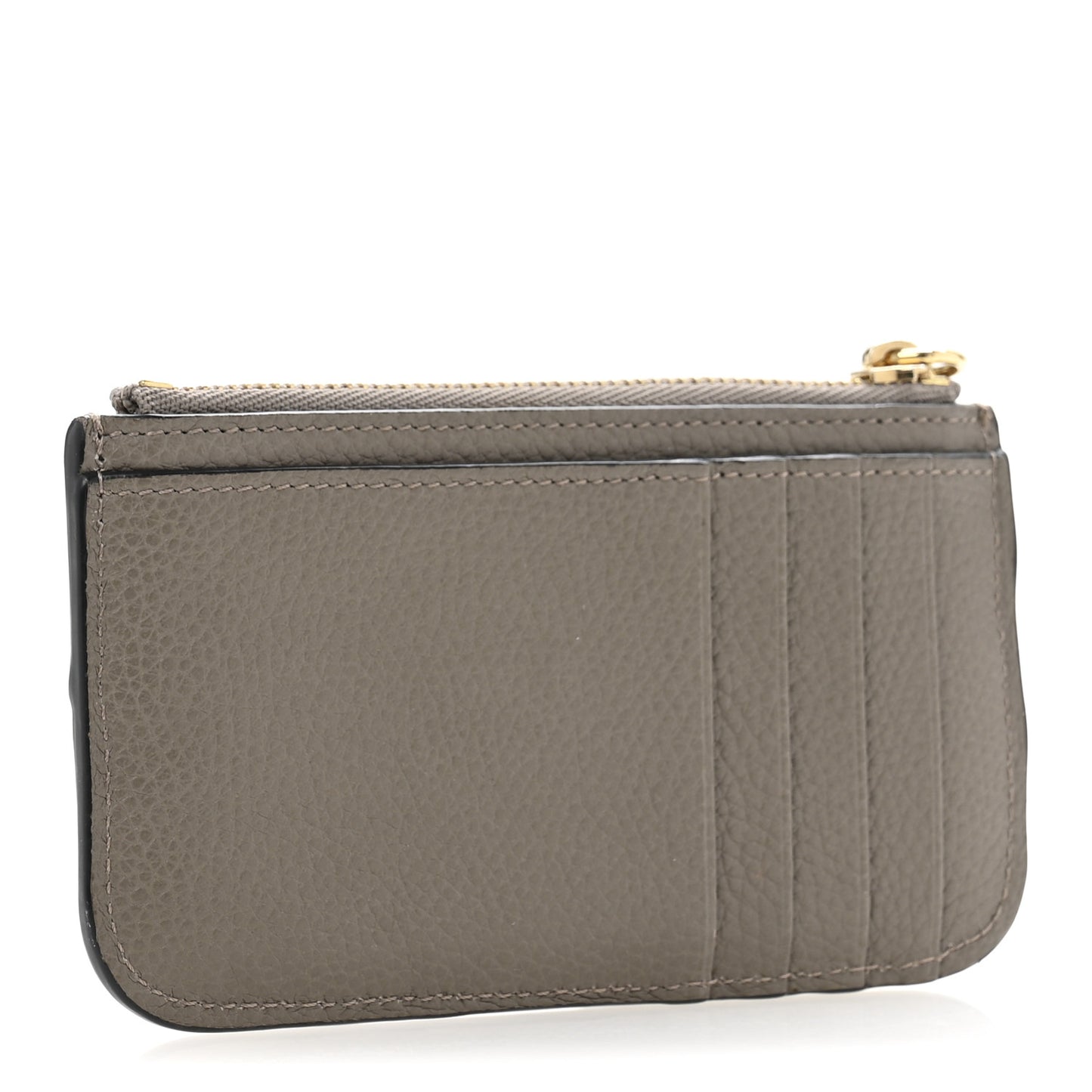 Grained Calfskin Drew Card Holder Motty Grey