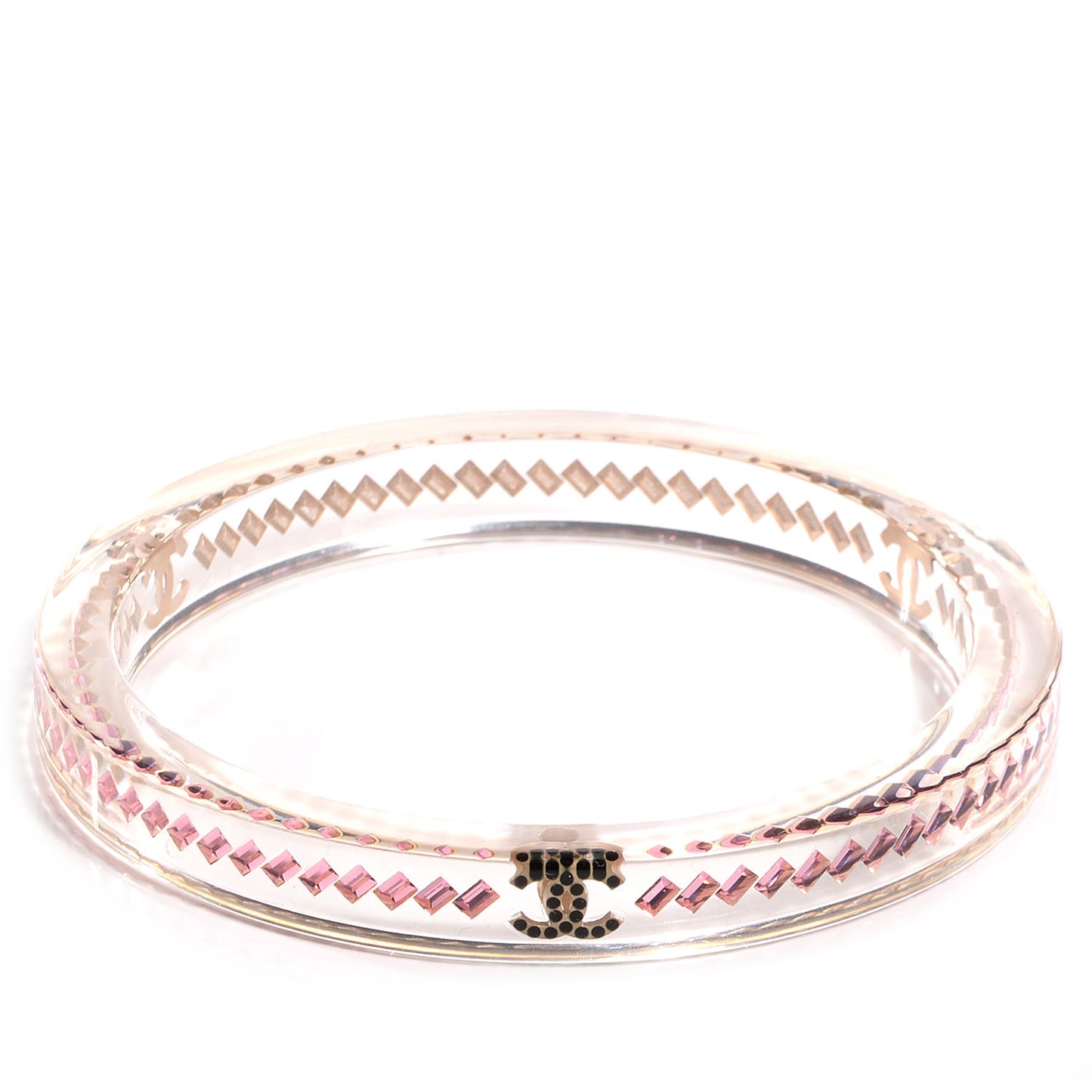 Translucent Resin Crystal CC Bracelet Pink Black
