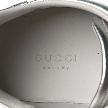 Gucci Metallic Nappa Interlocking G Perforated Womens Ace Sneakers 37.5 Silver 7 of 8