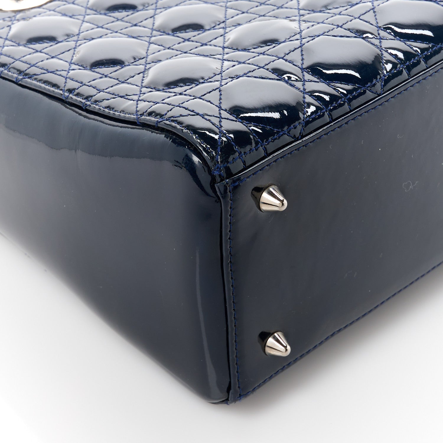 Christian Dior Patent Cannage Medium Lady Dior Navy Blue 9 of 10