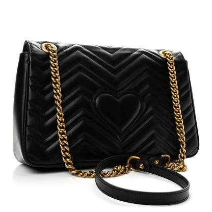 Gucci Calfskin Matelasse Medium GG Marmont Shoulder Bag Black 3 of 12
