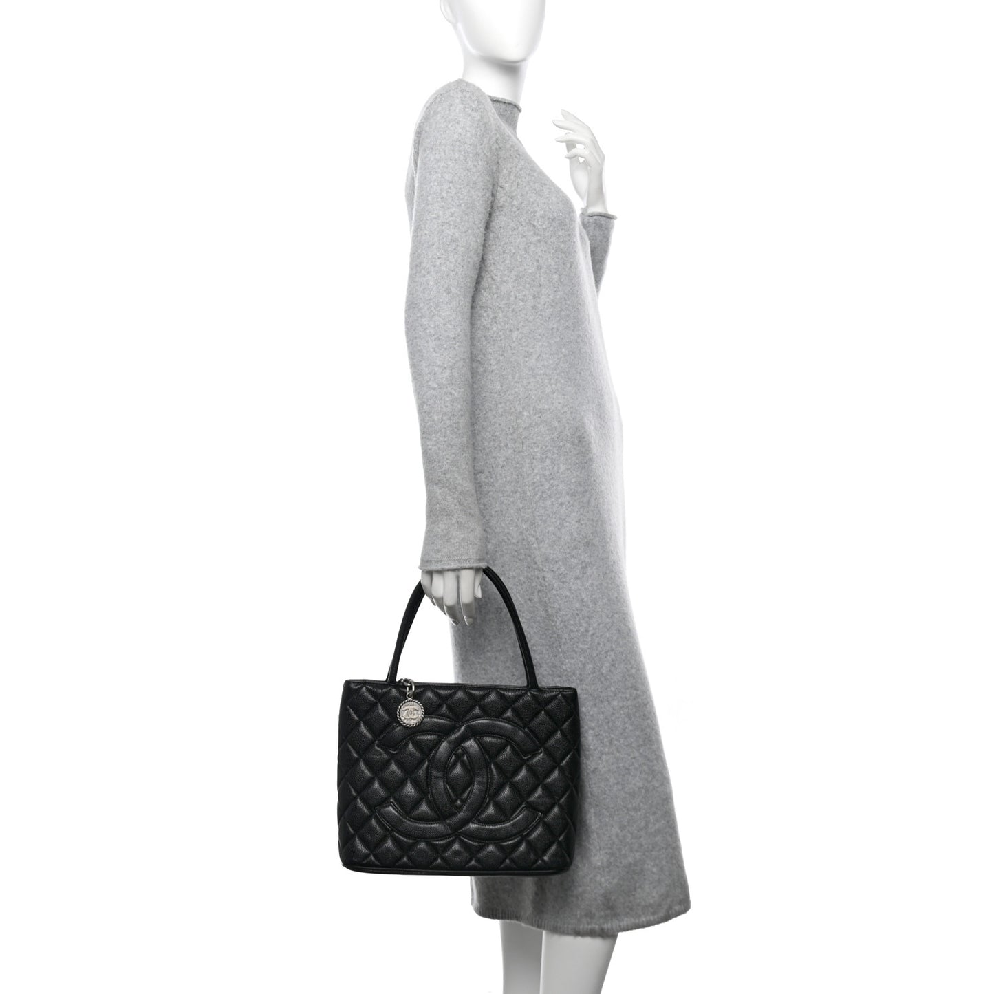 Caviar Quilted Medallion Tote Black