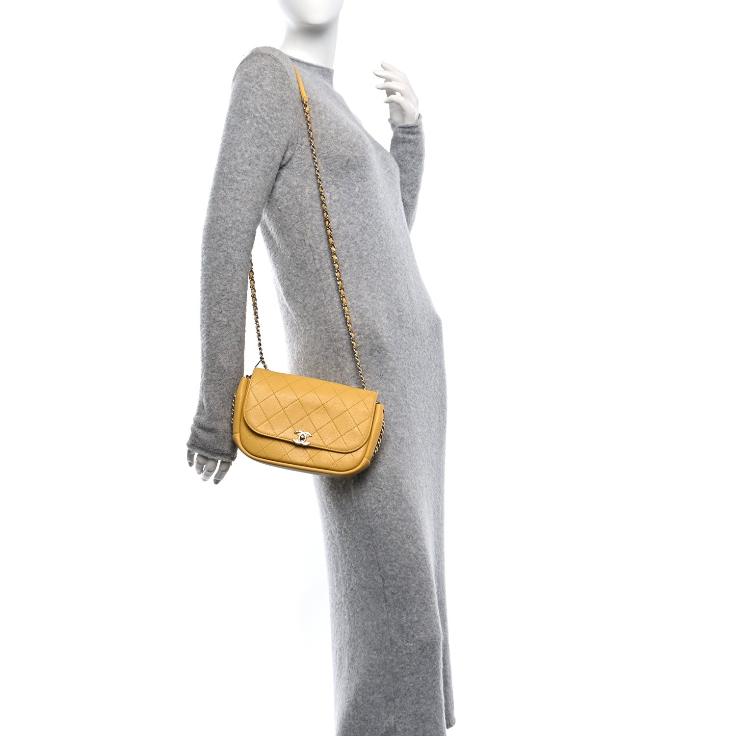 Chanel Goatskin Stitched Casual Trip Single Flap Yellow 2 of 10