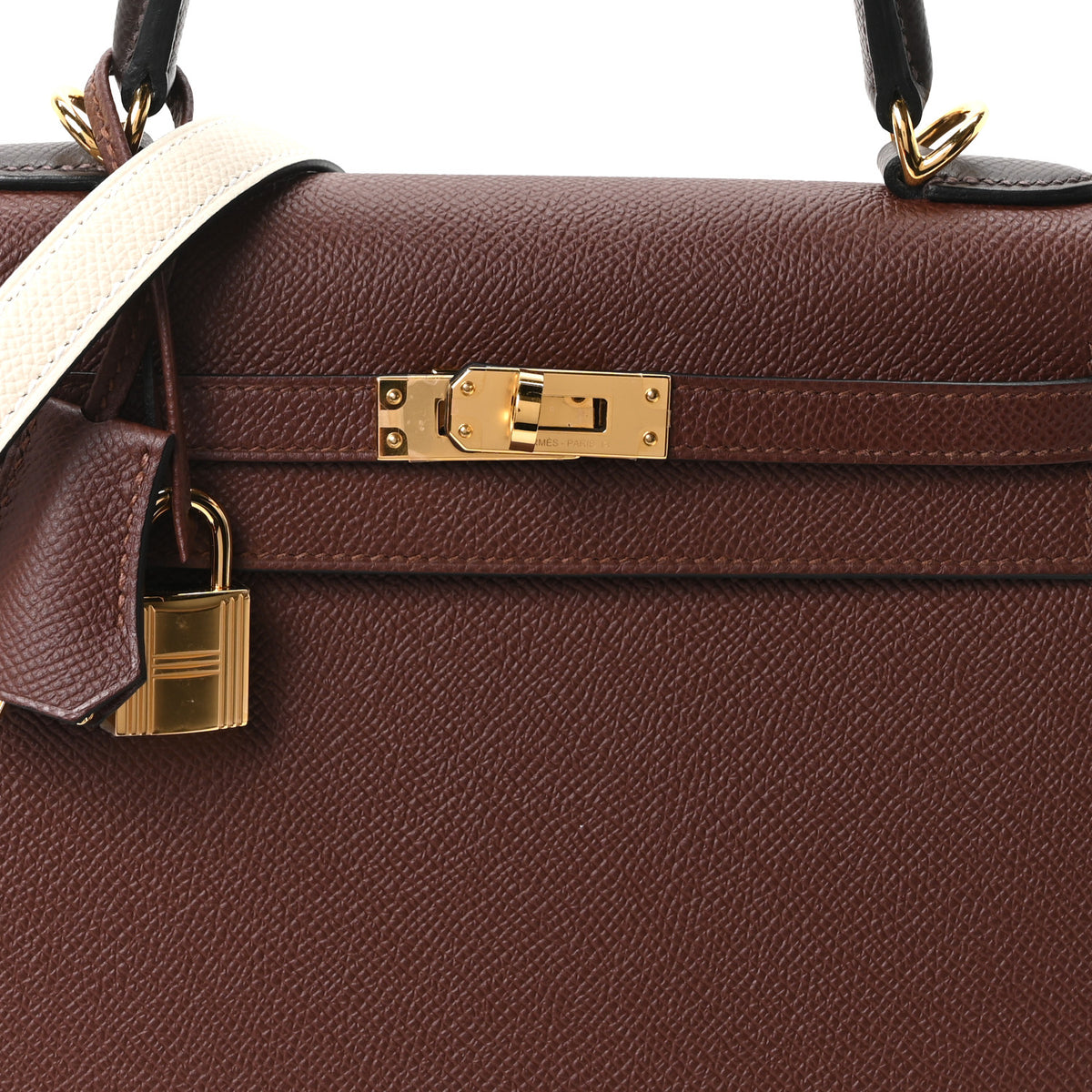 Hermes Epsom Tri-Color Kelly Sellier 25 Terre Ebene Craie 7 of 10