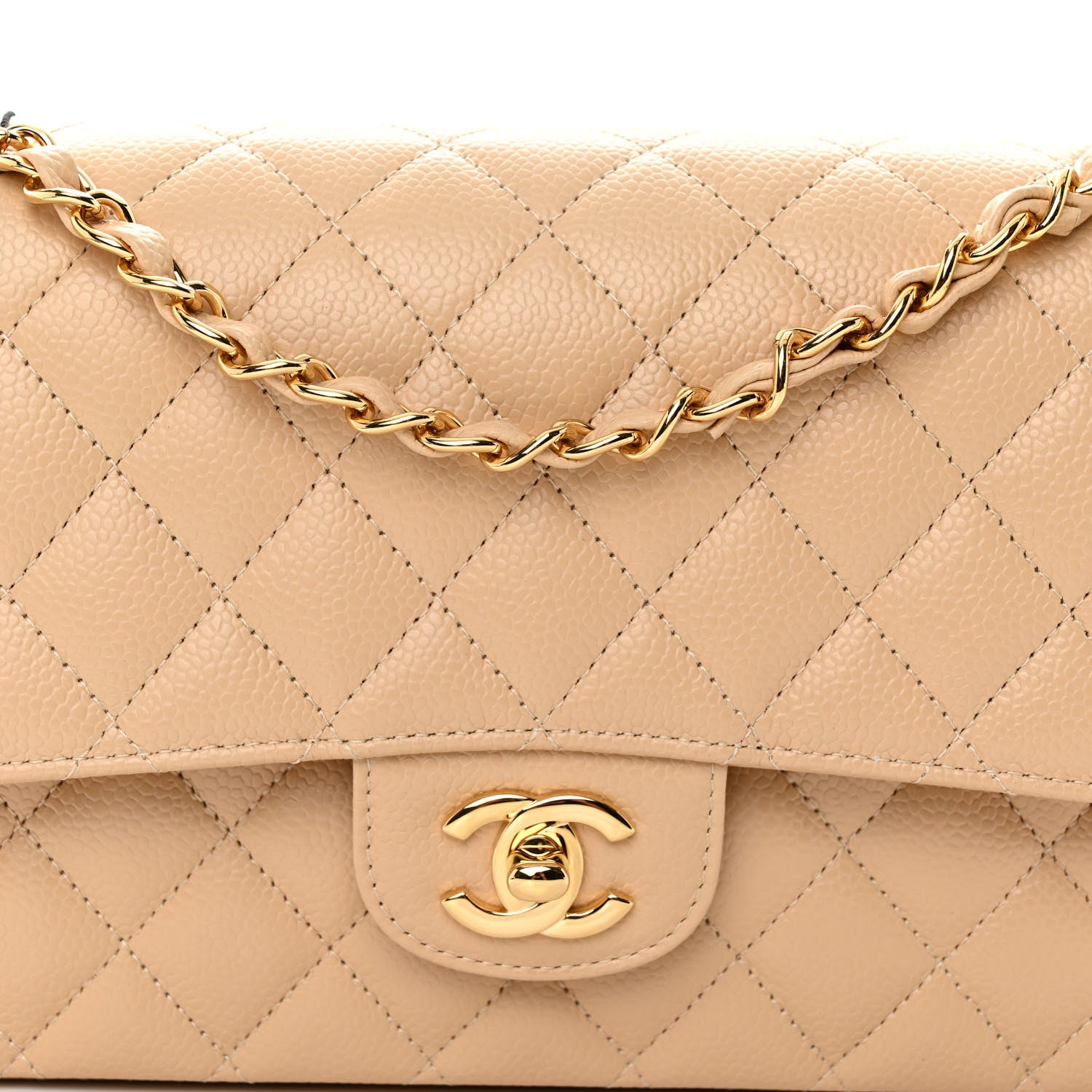 Chanel Caviar Quilted Medium Double Flap Beige 8 of 10