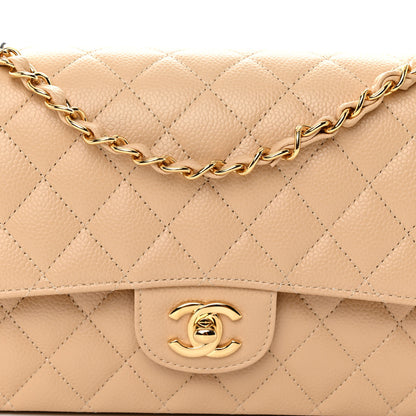 Chanel Caviar Quilted Medium Double Flap Beige 8 of 10
