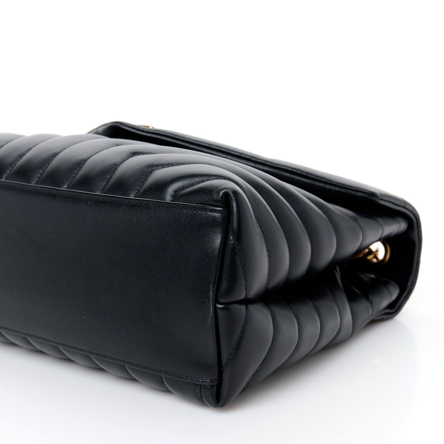 Calfskin Y Quilted Monogram Medium Loulou Chain Satchel Black