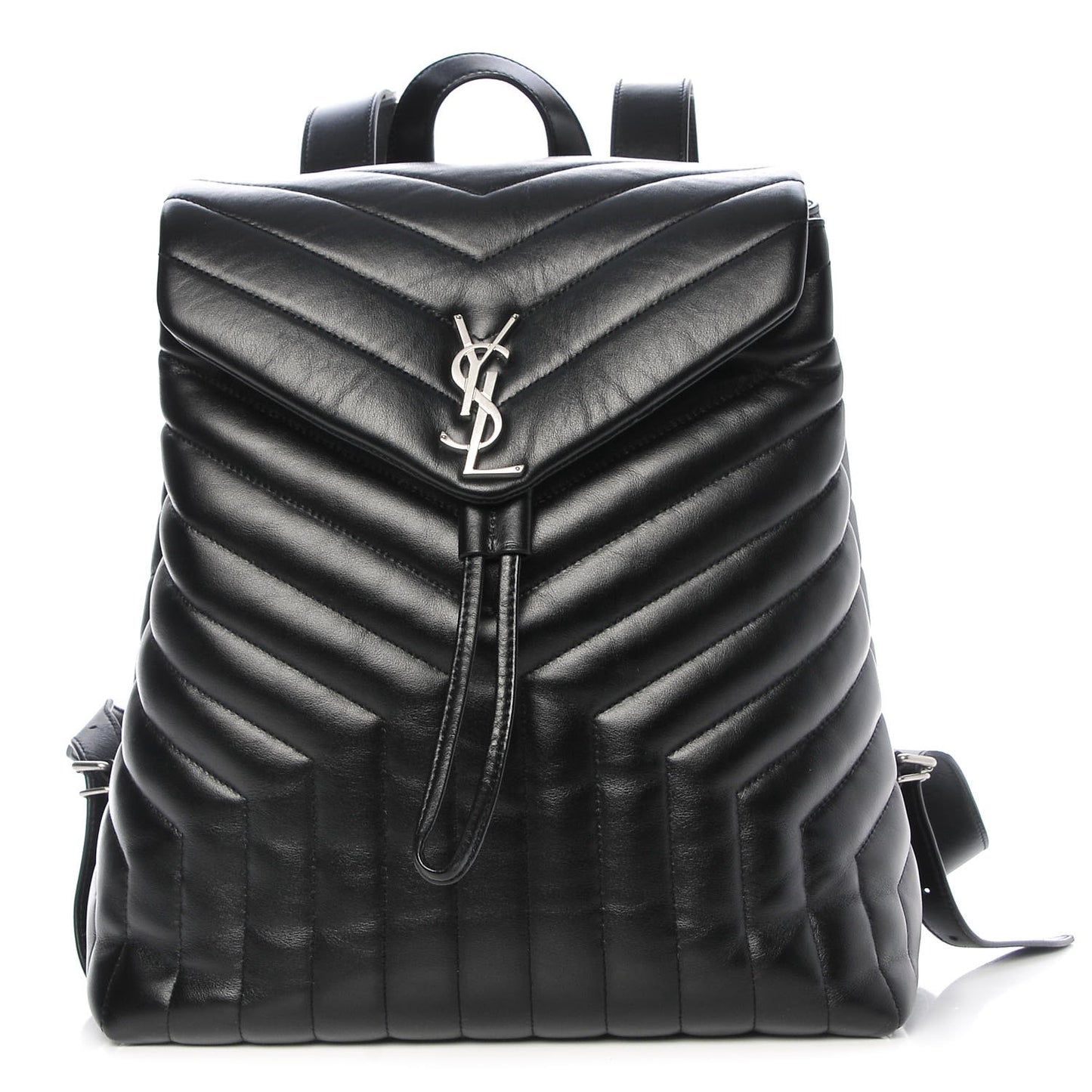 Calfskin Y Quilted Monogram Medium Loulou Backpack Black