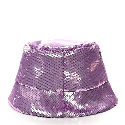 Prada Paillettes Triangle Logo Womens Bucket Hat M Purple 6 of 8