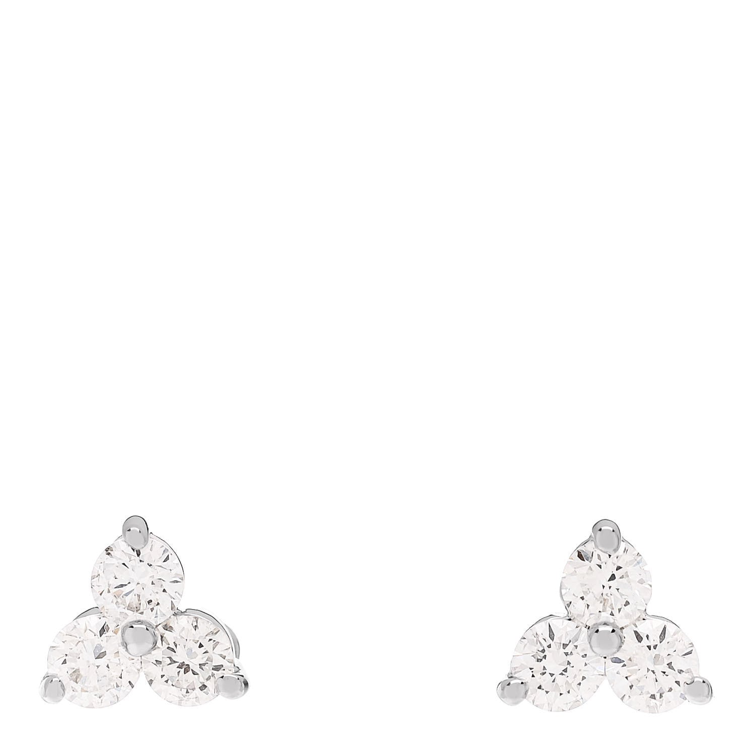Roberto Coin 18K White Gold Diamond Small Three Stone Cluster Earrings 1 of 5