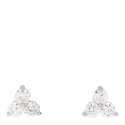 Roberto Coin 18K White Gold Diamond Small Three Stone Cluster Earrings 1 of 5