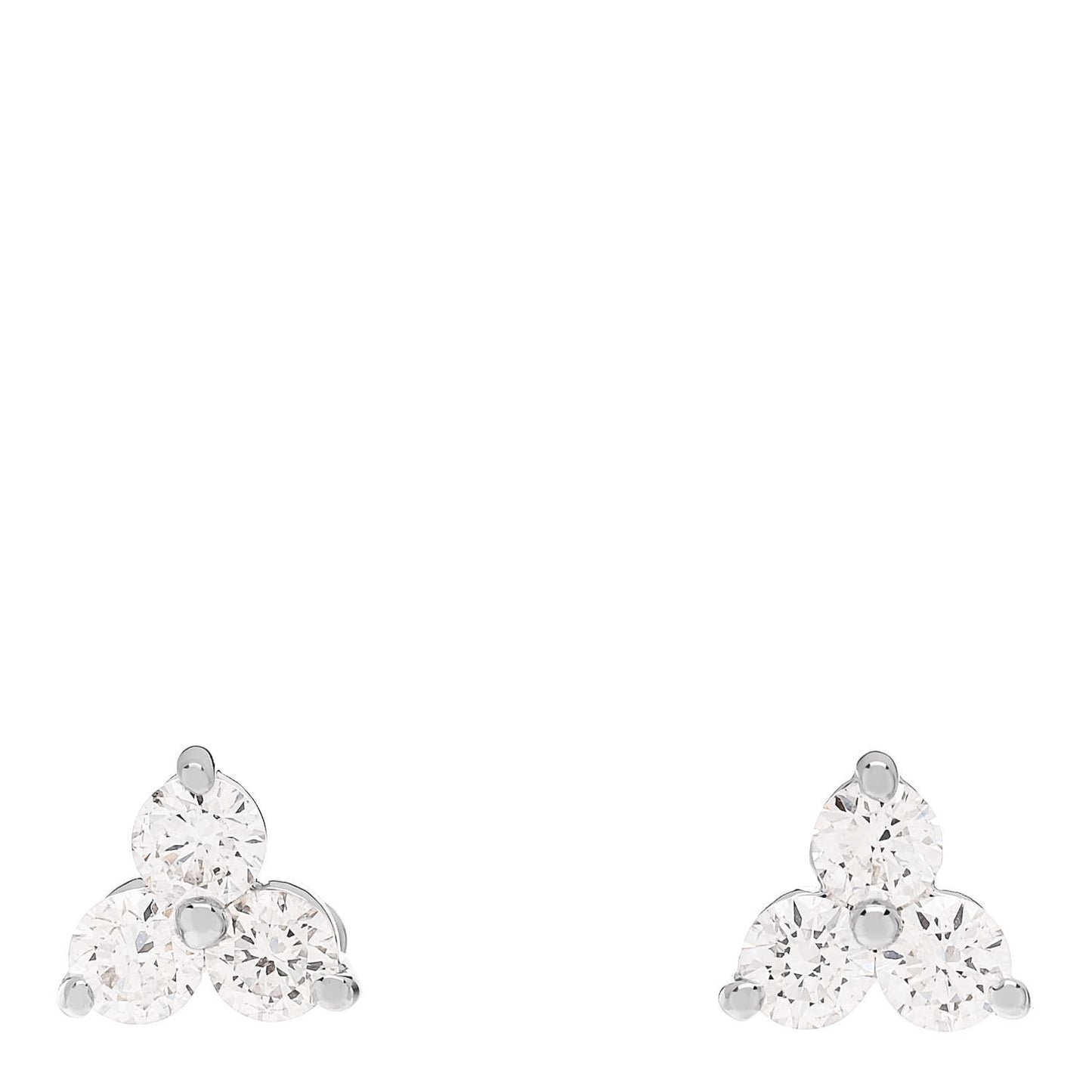 18K White Gold Diamond Small Three Stone Cluster Earrings