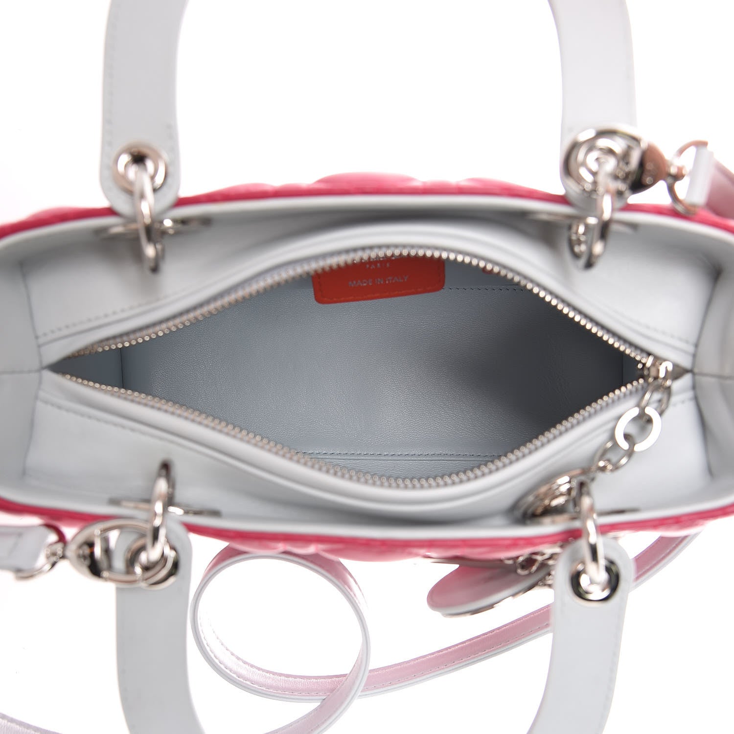Christian Dior Lambskin Cannage Medium Tri-Color Lady Dior Fuchsia Orange 6 of 8
