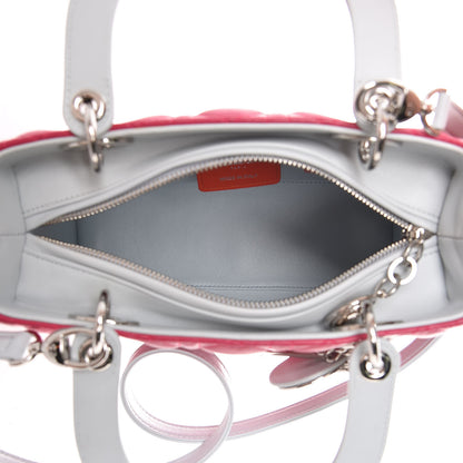 Christian Dior Lambskin Cannage Medium Tri-Color Lady Dior Fuchsia Orange 6 of 8