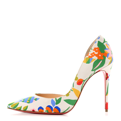 Christian Louboutin Satin Iriza 100 Crepe Floral Pumps 39 Multicolor 1 of 8