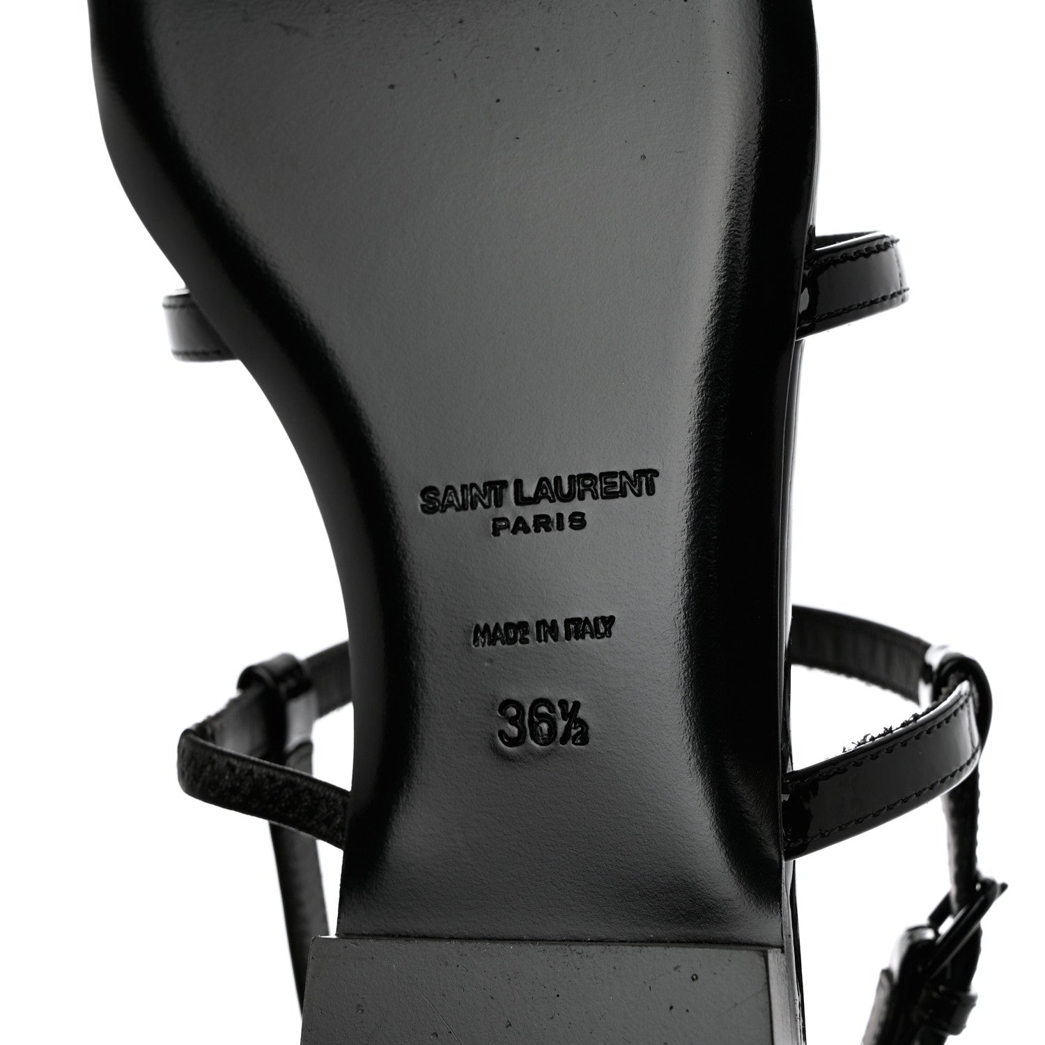 Saint Laurent Patent Calfskin Cassandra Monogram Sandals 36.5 Black 8 of 12