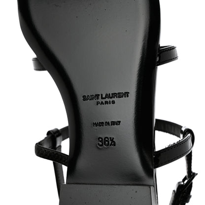 Saint Laurent Patent Calfskin Cassandra Monogram Sandals 36.5 Black 8 of 12