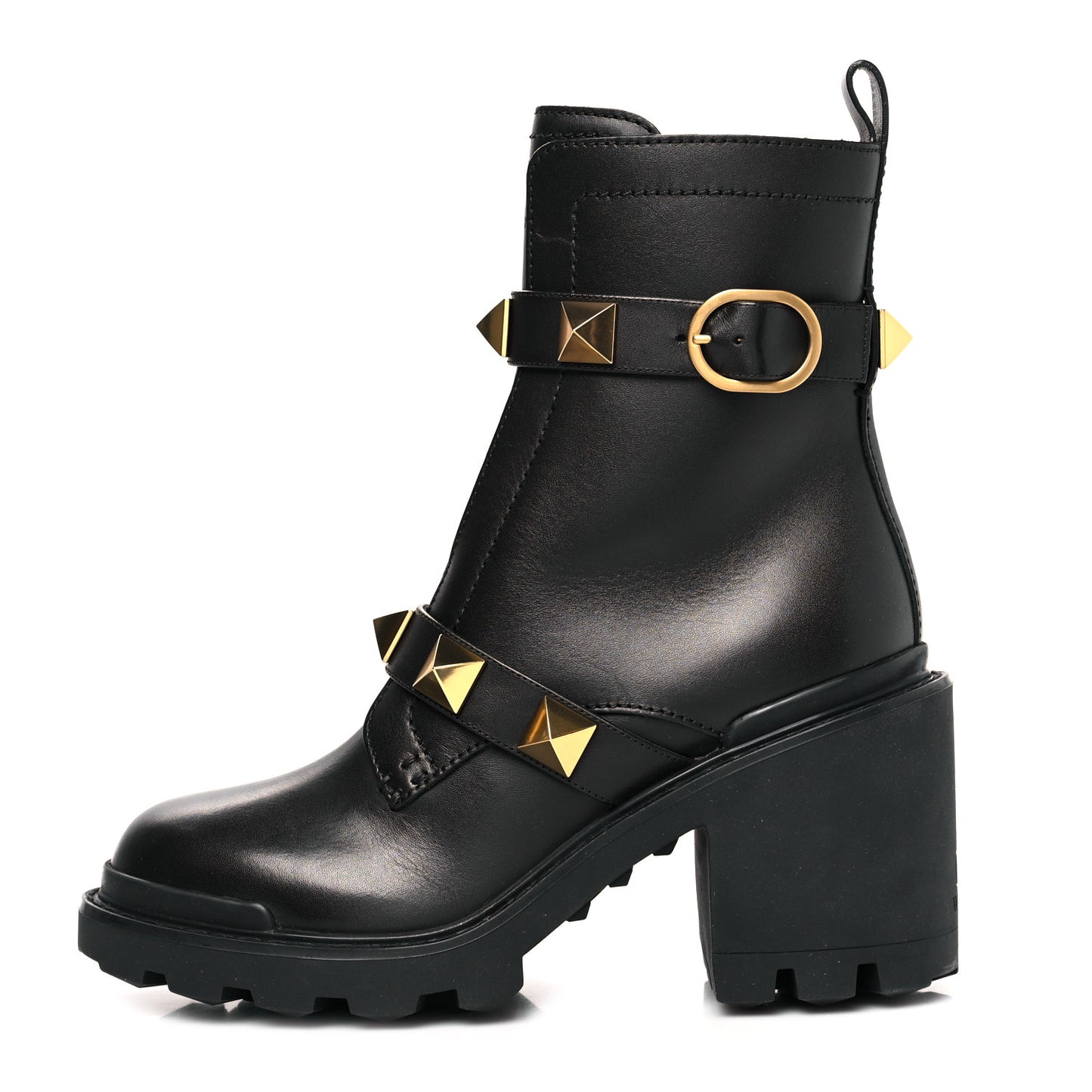 Calfskin Roman Stud 20/85mm Combat Boots 39 Black