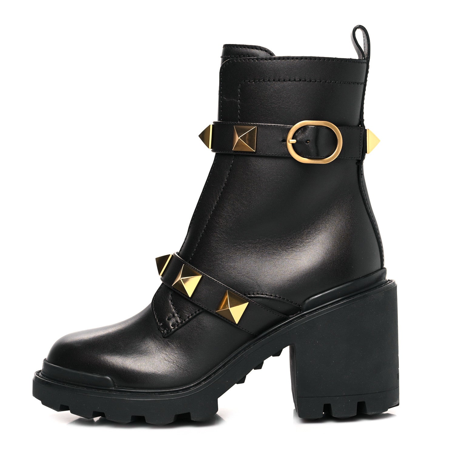 Valentino Garavani Calfskin Roman Stud 20/85mm Combat Boots 39 Black 1 of 6