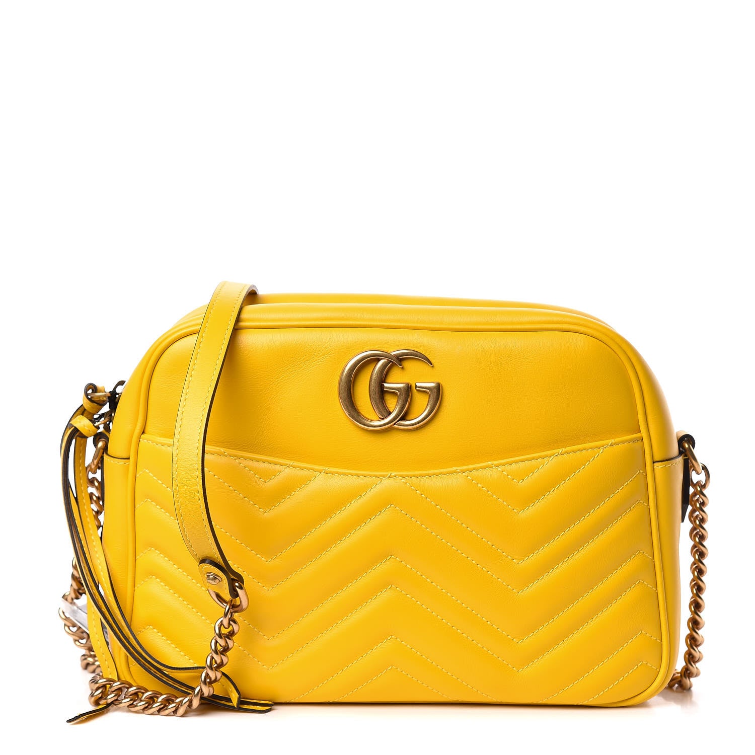 Gucci Calfskin Matelasse Medium GG Marmont Chain Shoulder Bag Stone Topaz 1 of 16