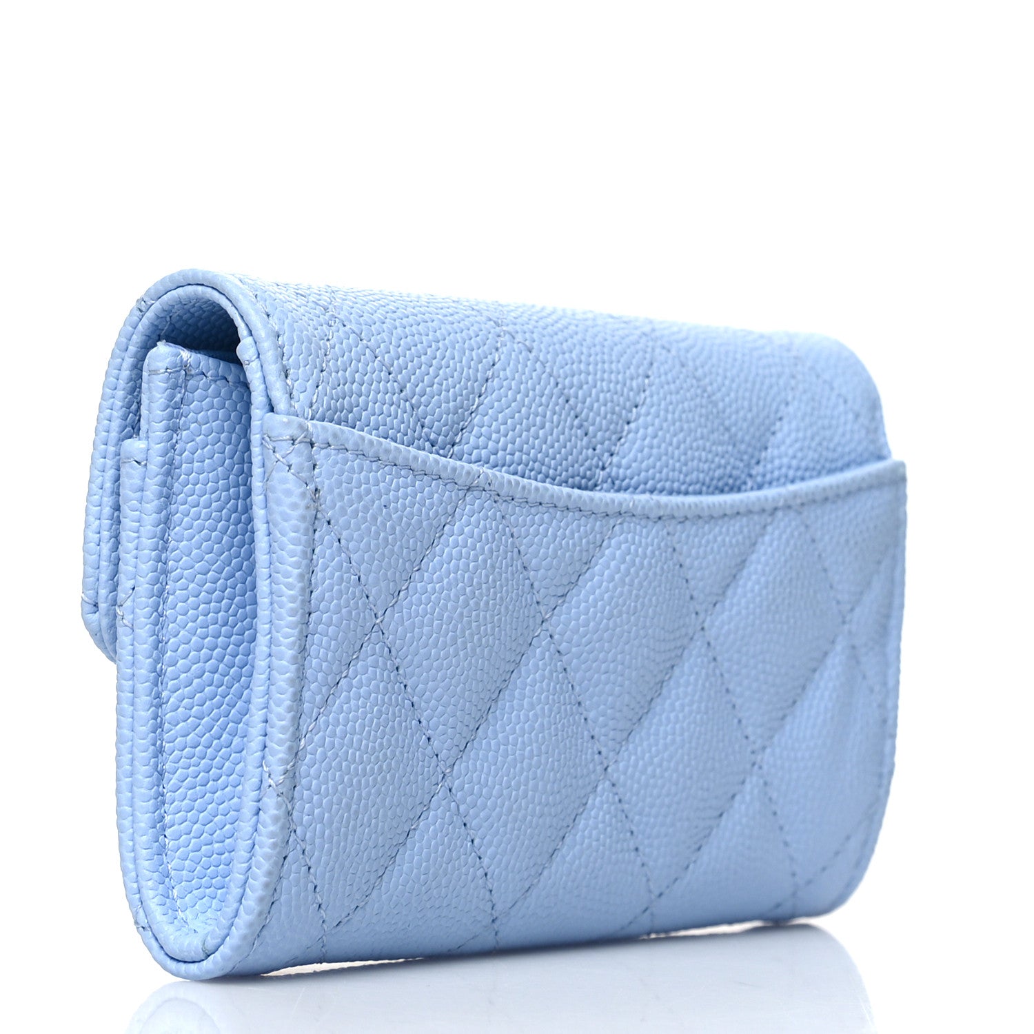 Chanel Caviar Quilted Flap Card Holder Wallet Light Blue 3 of 10