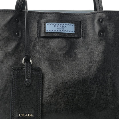 Prada Glace Calfskin Etiquette Shopping Bag Black Astrale 8 of 13