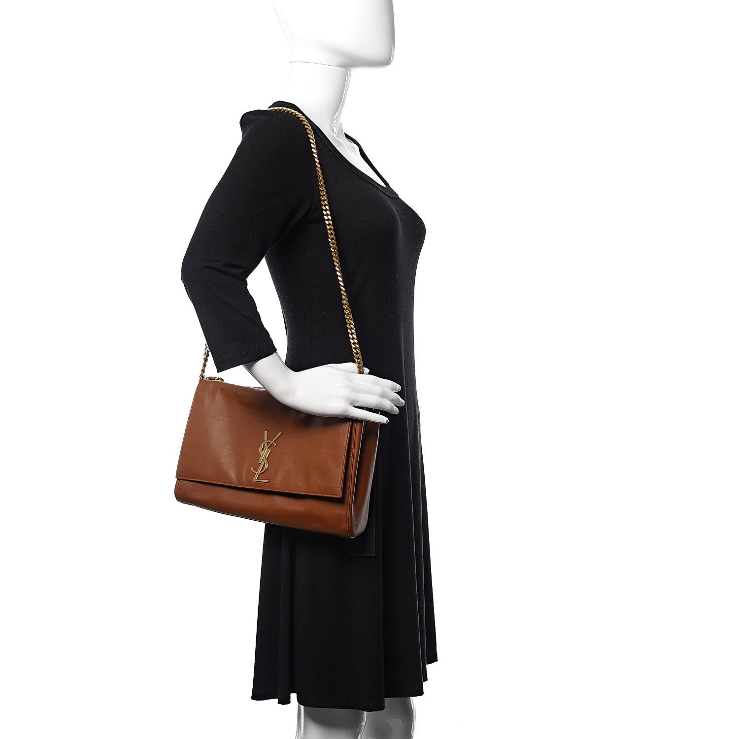 Saint Laurent Smooth Calfskin Suede Medium Reversible Monogram Kate Satchel Light Ochre 3 of 14