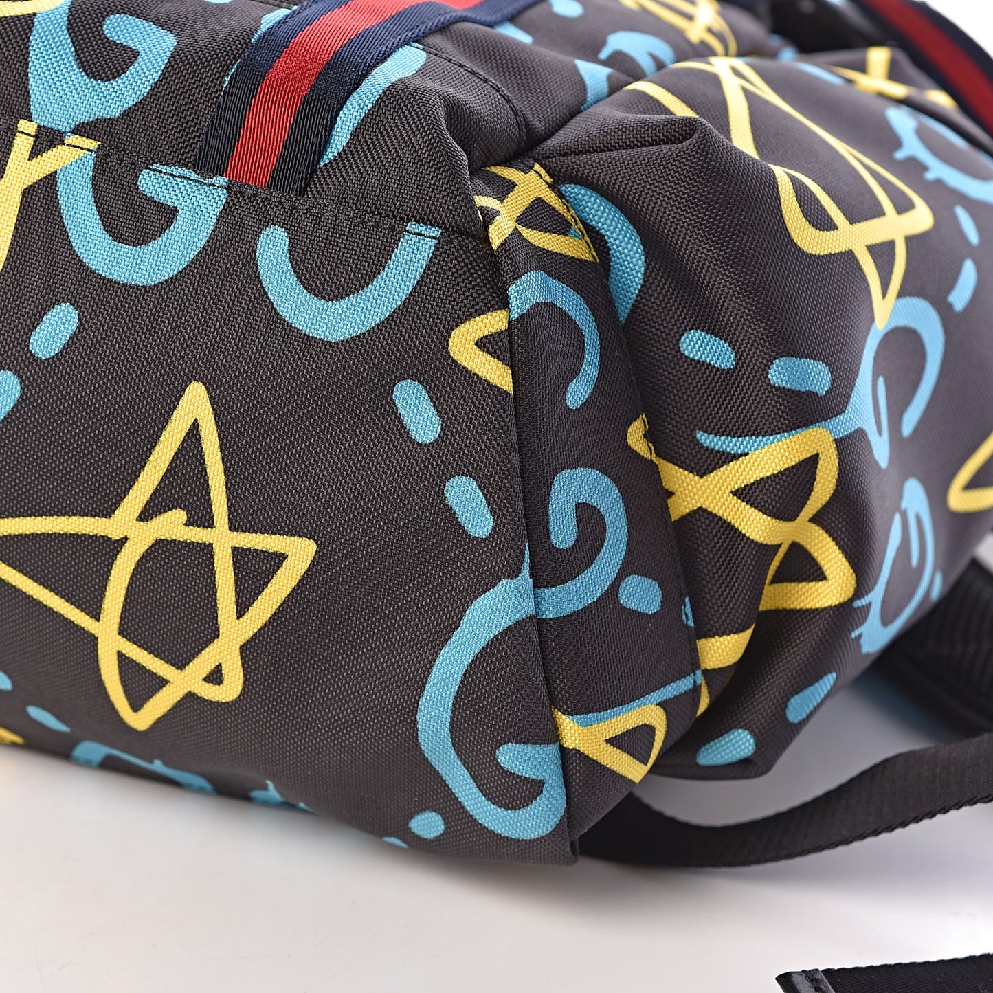 Techno Canvas GucciGhost Double Buckle Backpack Black New Acquamarine